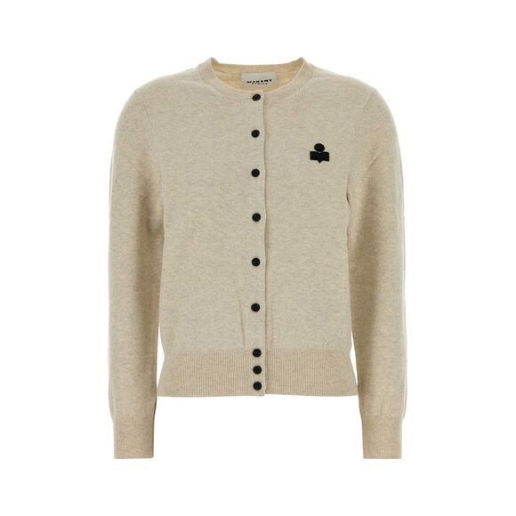 Isabel Marant Etoile Women Melange Cream Cotton Blend Mona Cardigan